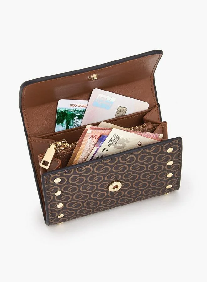سيليست Stud Embellished Wallet with Button Closure